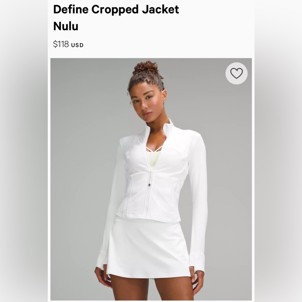 Lululemon cropped define jacket nulu - bone size 2